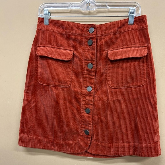 Loft Outlet Women’s Size 4 Rust Fall Colored  Corduroy Button Up Skirt - Picture 1 of 6